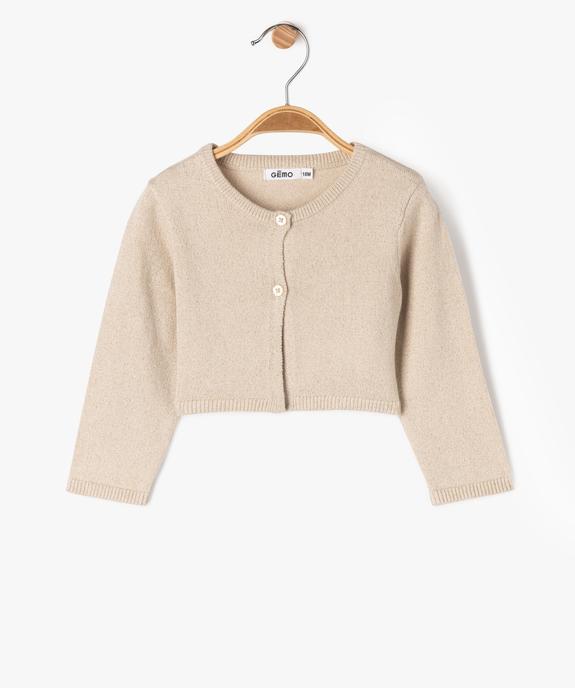 Gilet court façon boléro en maille pailletée bébé fille vue1 - GEMO(BEBE DEBT) - GEMO