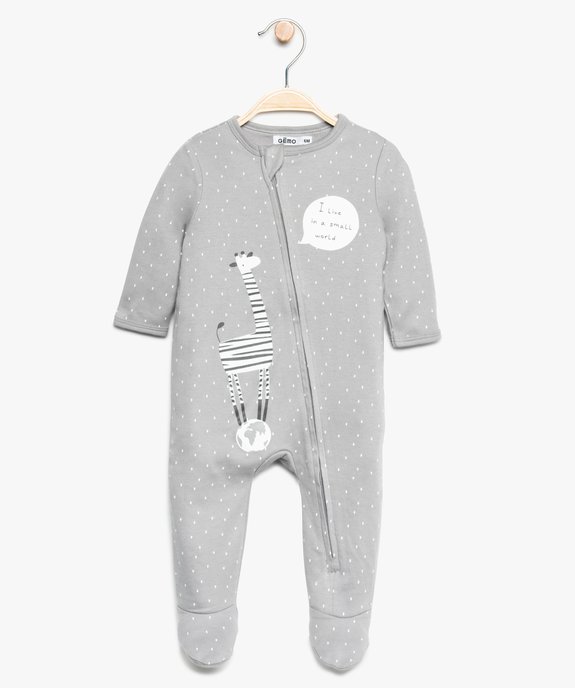 Pyjama bébé zippé en coton biologique motif girafe vue1 - GEMO(BB COUCHE) - GEMO