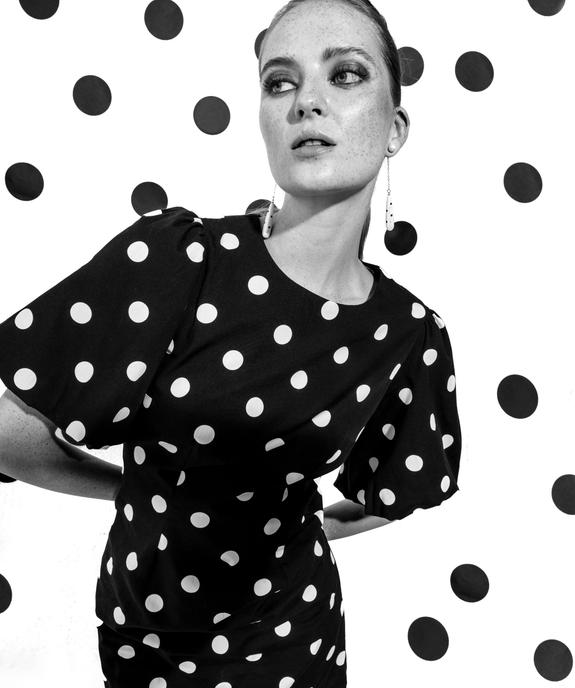 Robe courte à pois et manches courtes bouffantes vue8 - GEMO(FEMME PAP) - GEMO