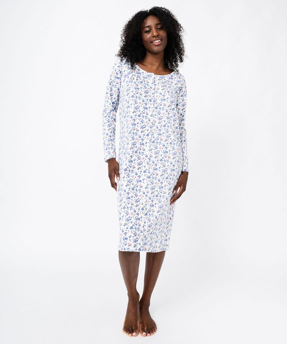 Chemise de nuit femme à manches longues boutonnée sur l’avant vue5 - GEMO(HOMWR FEM) - GEMO
