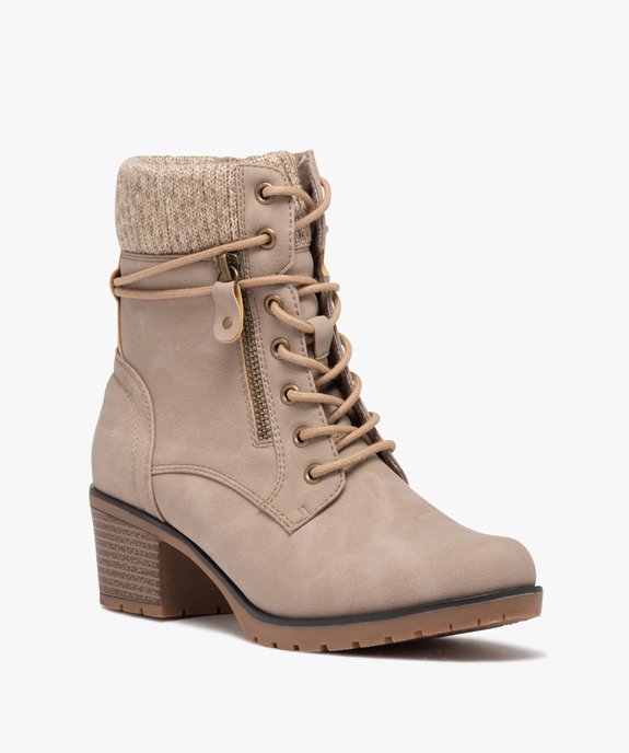 Bottines femme unies à talon et col chaussette vue2 - GEMO(URBAIN) - GEMO