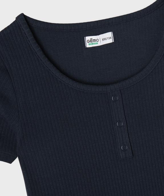 Tee-shirt manches courtes en maille côtelée fille vue2 - GEMO 4G FILLE - GEMO