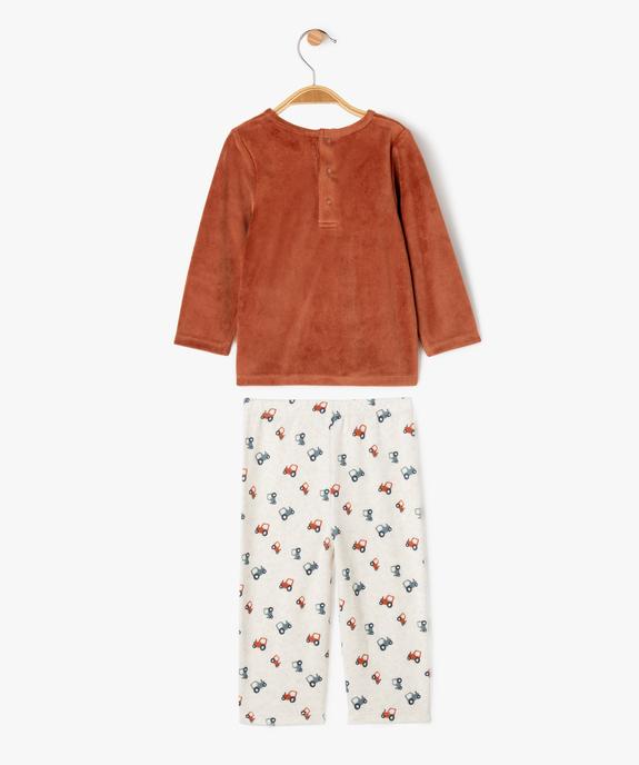 Pyjama 2 pièces en velours avec motifs tracteurs bébé garçon vue4 - GEMO 4G BEBE - GEMO