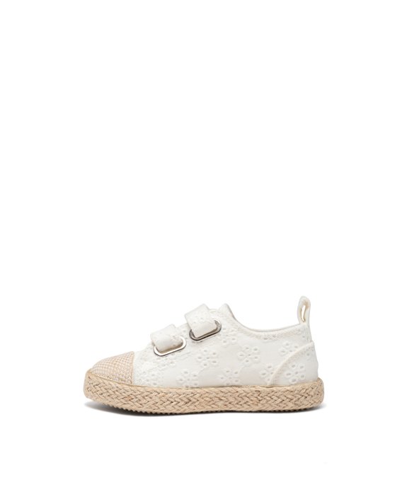 Baskets bébé fille en toile unie à scratch avec semelle corde vue4 - GEMO 4G BEBE - GEMO