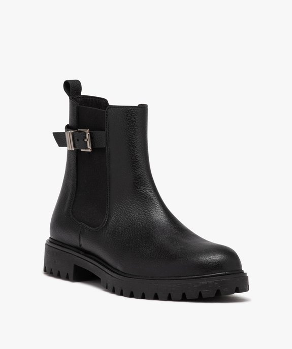 Boots femme unies style Chelsea à semelle crantée - Taneo vue2 - TANEO - GEMO