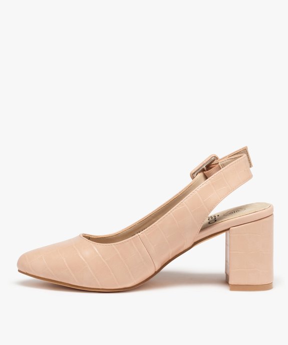 Escarpins femme unis à talon ouvert et bout amande vue3 - GEMO(URBAIN) - GEMO