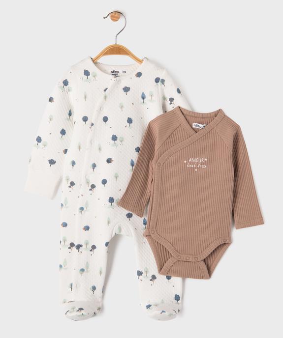 Ensemble 2 pièces bébé body et pyjama avec moufles intégrées vue1 - GEMO 4G BEBE - GEMO
