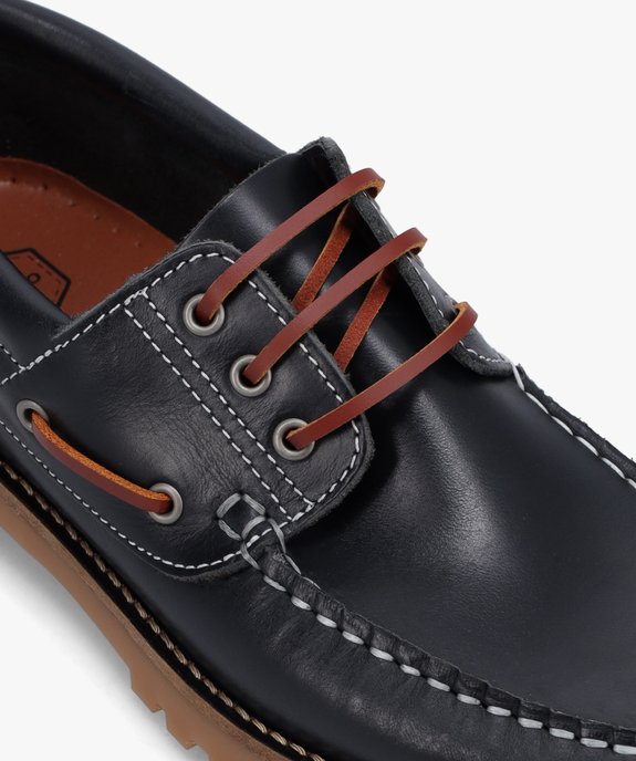 Chaussures bateau homme dessus cuir uni - Tanéo vue6 - TANEO - GEMO