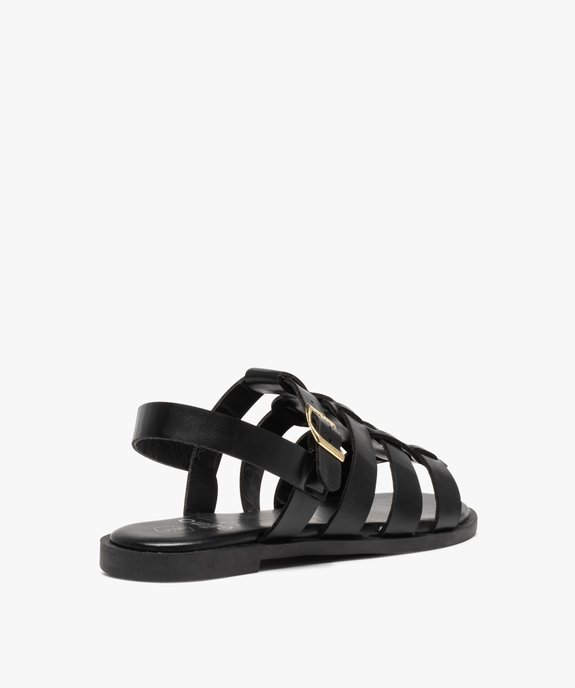 Sandales femme unies à talon plat et brides larges  vue4 - GEMO (CASUAL) - GEMO