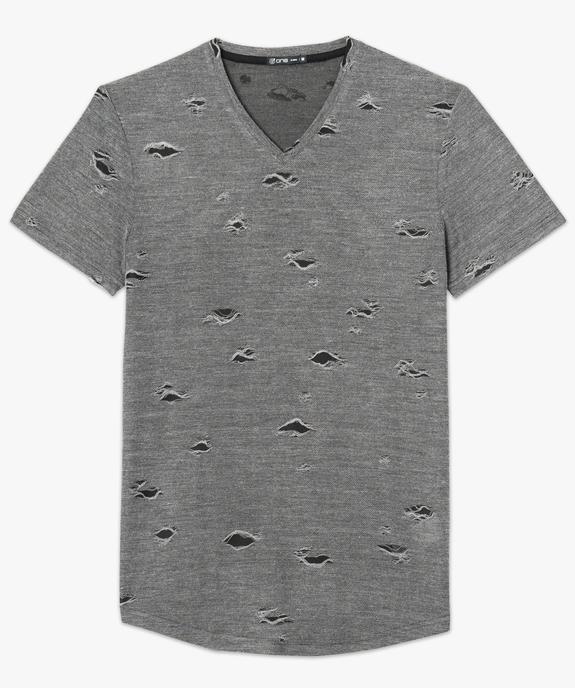 Tee-shirt col V troué vue4 - GEMO (HOMME) - GEMO