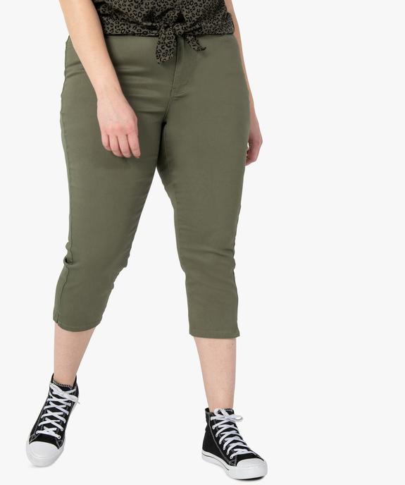 Pantacourt femme uni extensible coupe ajustée vue1 - GEMO (G TAILLE) - GEMO