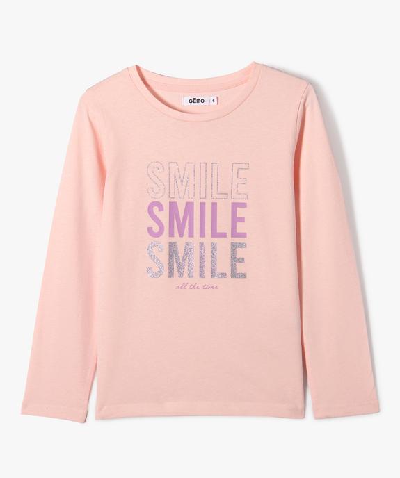 Tee-shirt à manches longues avec inscription fille vue1 - PREMIER PRIX BY GEMO - GEMO