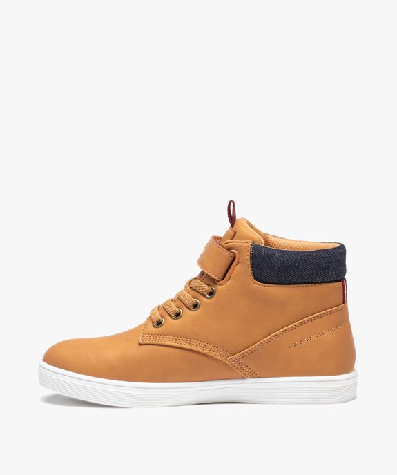 Boots garçon unies à scratch avec détail en denim - Redskins vue3 - REDSKINS - GEMO