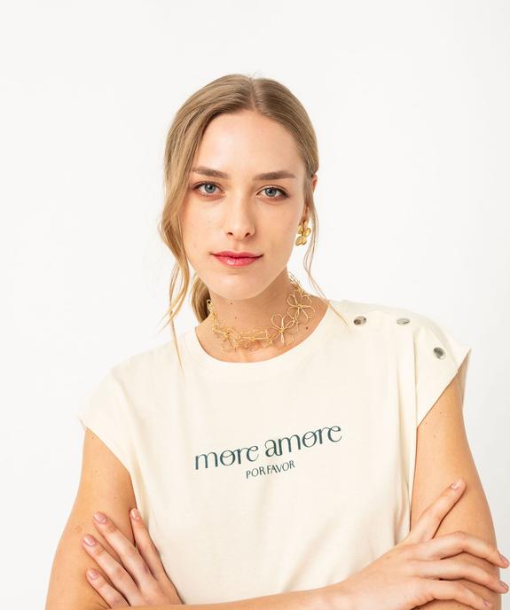 Tee-shirt manches courtes coupe loose avec boutons fantaisie femme vue3 - GEMO 4G FEMME - GEMO