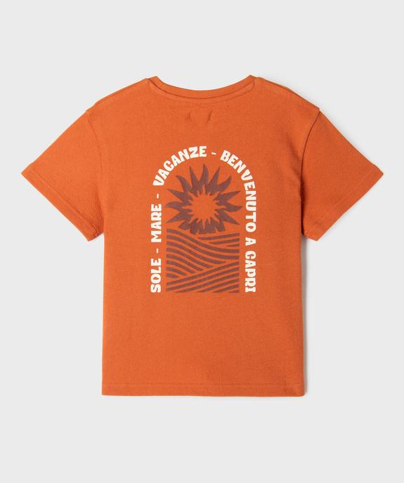 Tee-shirt manches courtes en éponge 100% coton légère dos imprimé garçon  vue4 - GEMO (ENFANT) - GEMO