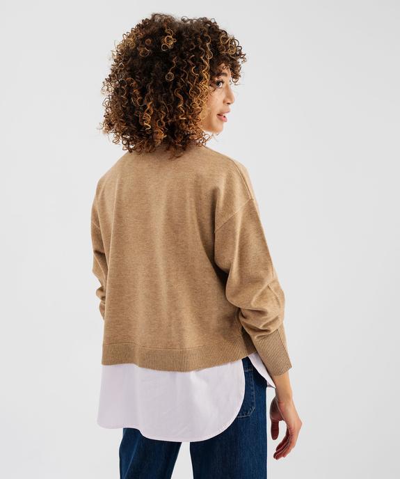 Pull effet 2-en-1 avec détails chemise femme - LuluCastagnette vue3 - LULUCASTAGNETTE - GEMO