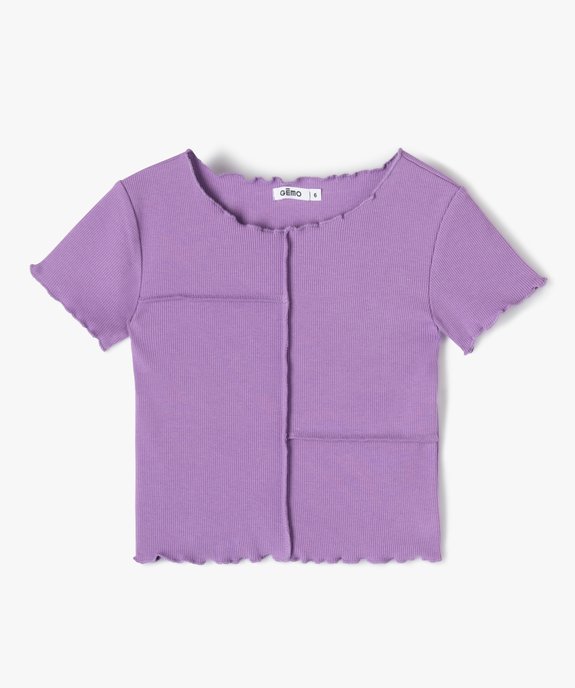 Tee-shirt fille à manches courtes finition roulottée et effet de relief vue1 - GEMO (ENFANT) - GEMO