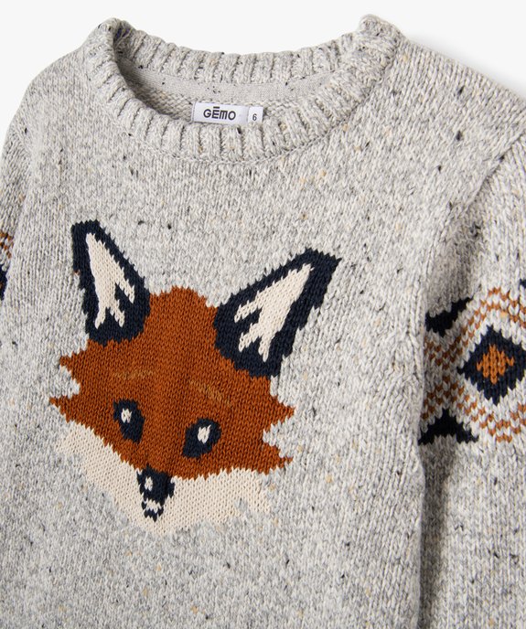 Pull en maille avec motif renard garçon vue3 - GEMO (ENFANT) - GEMO