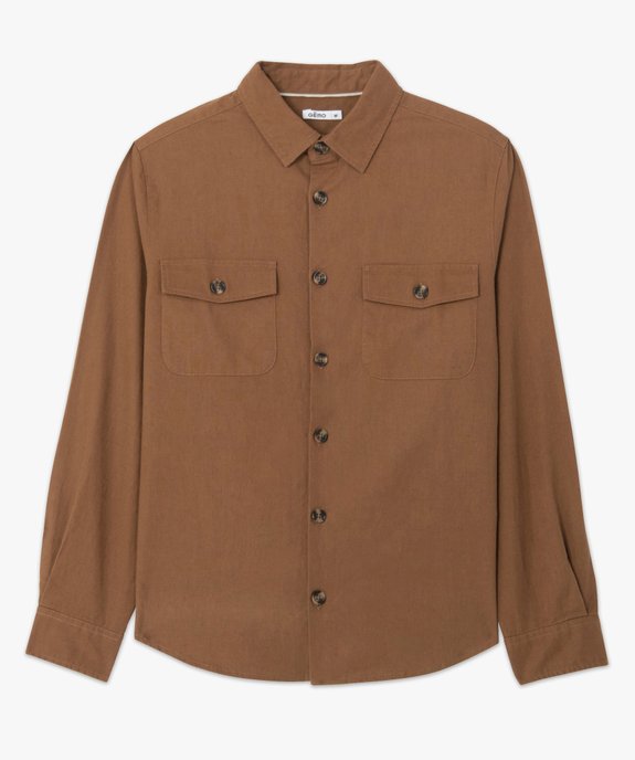Surchemise homme en lin et coton avec poches poitrine vue4 - GEMO (HOMME) - GEMO
