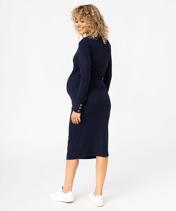 Robe de grossesse à manches longues en maille côtelée vue3 - GEMO 4G MATERN - GEMO