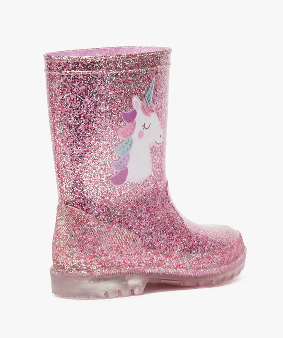 Bottes de pluie fille pailletées à semelle lumineuse motif licorne vue4 - GEMO (ENFANT) - GEMO