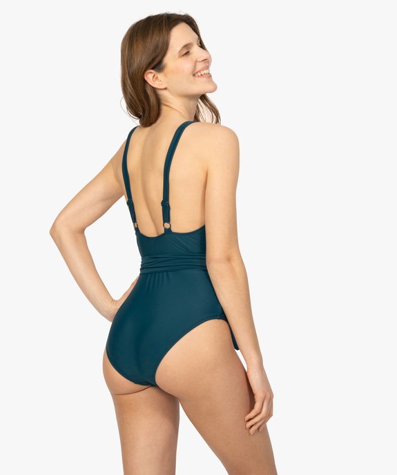 Maillot de bain femme une pièce avec ceinture à nouer vue3 - GEMO (PLAGE) - GEMO