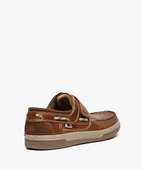 Chaussures bateau homme dessus cuir fermeture scratch vue4 - GEMO (CONFORT) - GEMO