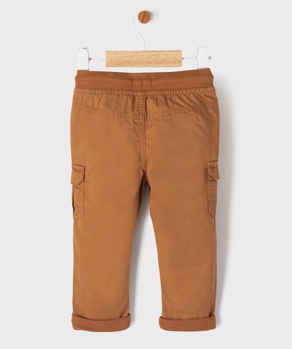 Pantalon coupe cargo doublé avec taille élastique bébé garçon  vue4 - GEMO(BEBE DEBT) - GEMO