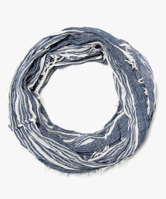 Foulard garçon snood façon chèche à rayures et franges vue1 - GEMO (ENFANT) - GEMO