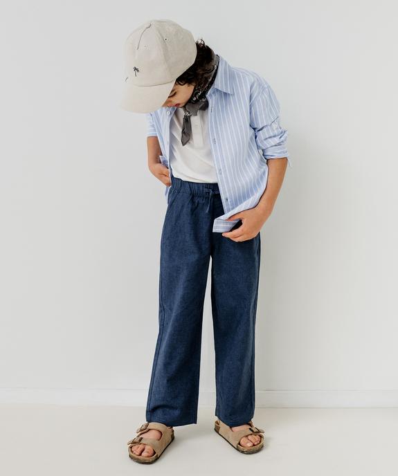 Pantalon en lin et coton avec taille ajustable garçon vue6 - GEMO (ENFANT) - GEMO