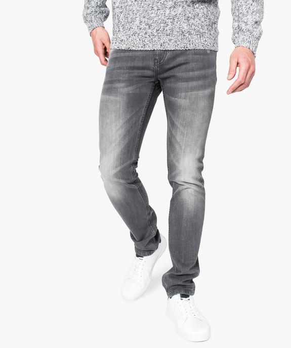 Jean slim effet usé vue1 - GEMO (HOMME) - GEMO