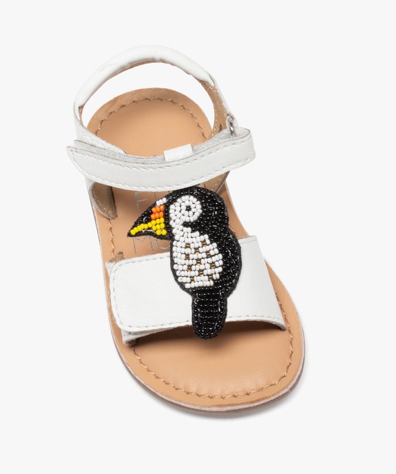 Sandales bébé fille en cuir avec brides scratch et animal en perles fantaisie - MOD8 vue5 - MOD8 - GEMO