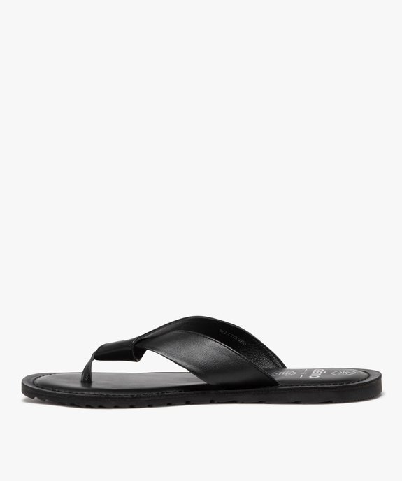 Tongs homme en cuir uni à brides croisées vue3 - GEMO (CASUAL) - GEMO