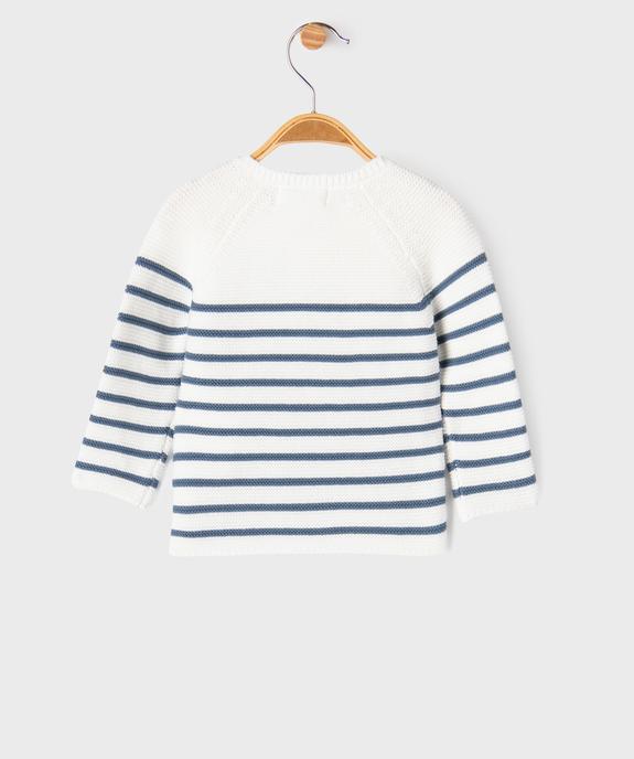 Pull brassière rayé avec message brodé bébé vue3 - GEMO(BB COUCHE) - GEMO