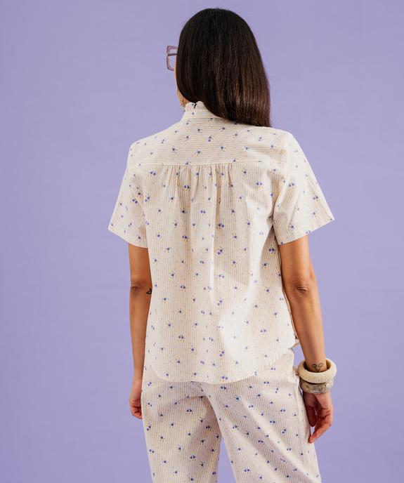 Blouse femme en coton rayé et fleuri à col victorien boutonné femme vue3 - GEMO(FEMME PAP) - GEMO