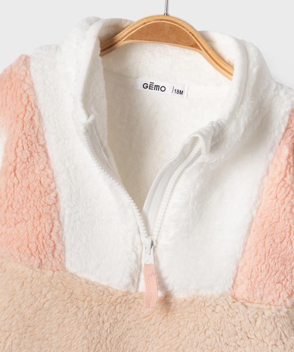 Sweat en sherpa avec col zippé bébé fille vue3 - GEMO(BEBE DEBT) - GEMO