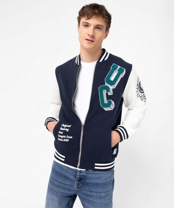 Sweat homme zippé façon veste campus américain - Camps United vue1 - CAMPS UNITED - GEMO