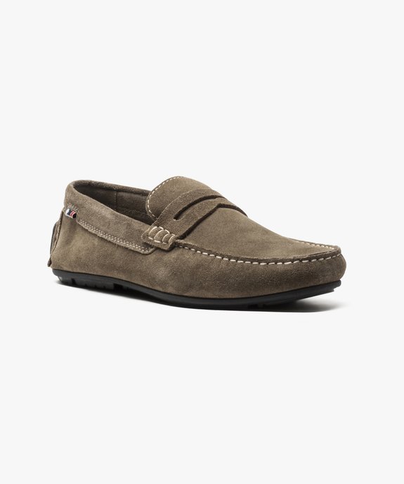Mocassins homme dessus et intérieur cuir avec surpiqûres vue2 - GEMO (HOMME) - GEMO