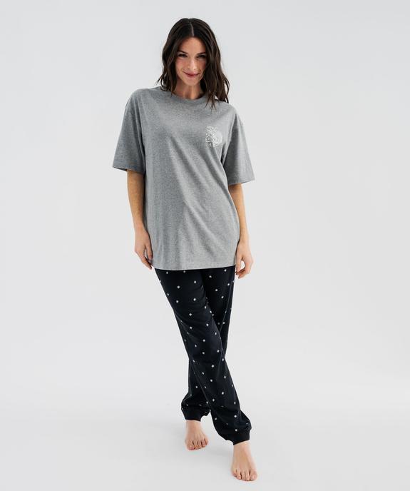 Haut de pyjama manches courtes imprimé devant et dos mixte vue3 - GEMO 4G FEMME - GEMO