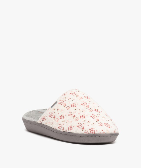 Chaussons femme mules plates en velours imprimé – Dim vue2 - DIM - GEMO