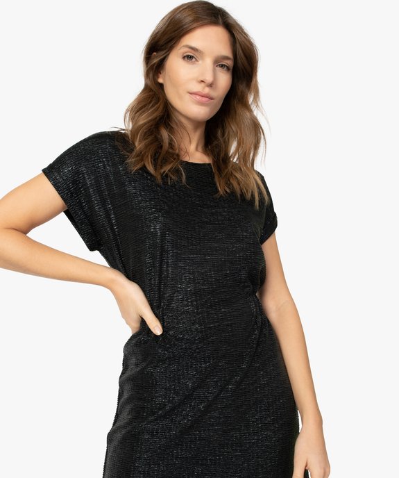 Robe femme à manches courtes en matière pailletée vue2 - GEMO(FEMME PAP) - GEMO