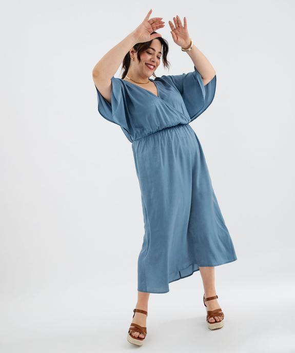 Robe longue en voile satiné à encolure cache-cœur femme grande taille vue2 - GEMO (G TAILLE) - GEMO