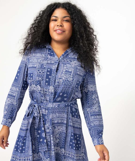 Robe femme grande taille coupe chemise motif cachemire vue5 - GEMO (G TAILLE) - GEMO