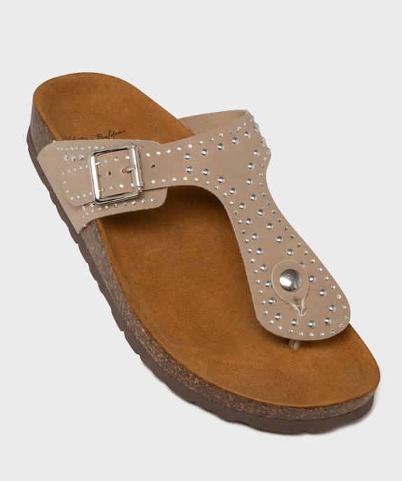 Claquettes à entredoigts semelle intérieure cuir avec strass femme vue5 - VALENTINA BALDA - GEMO