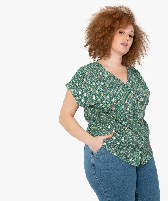 Blouse femme à manches courtes imprimée avec boutons vue1 - GEMO (G TAILLE) - GEMO