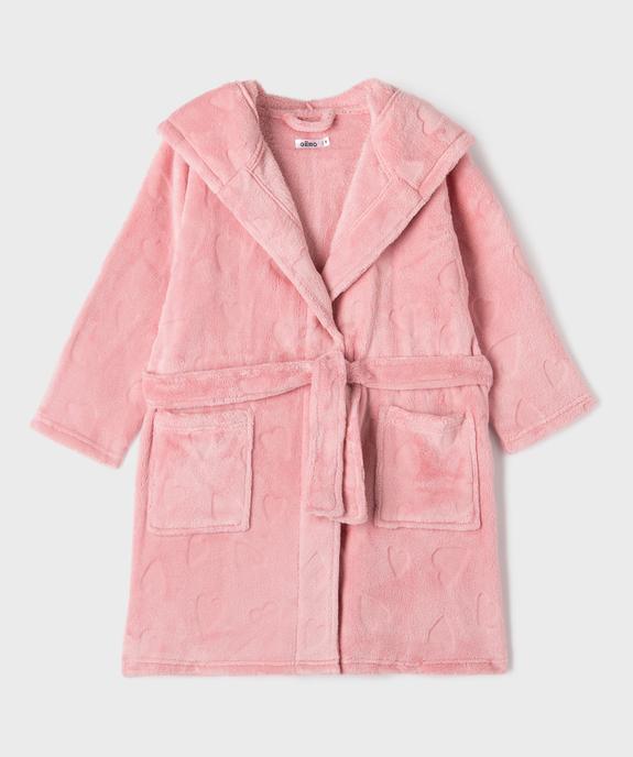 Robe de chambre à capuche en maille douillette fille vue1 - GEMO (ENFANT) - GEMO