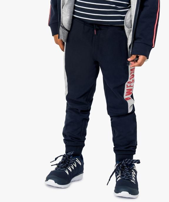 Pantalon de sport garçon bicolore en molleton doux vue1 - GEMO (ENFANT) - GEMO