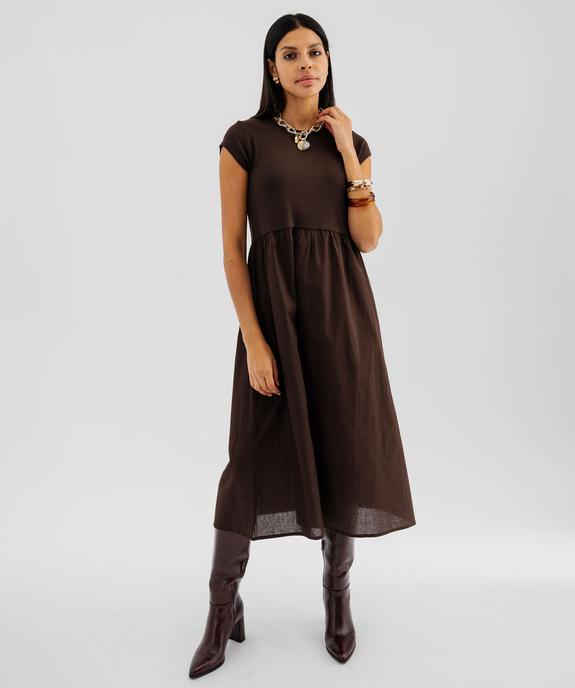 Robe bi-matières à manches courtes femme  vue2 - GEMO(FEMME PAP) - GEMO