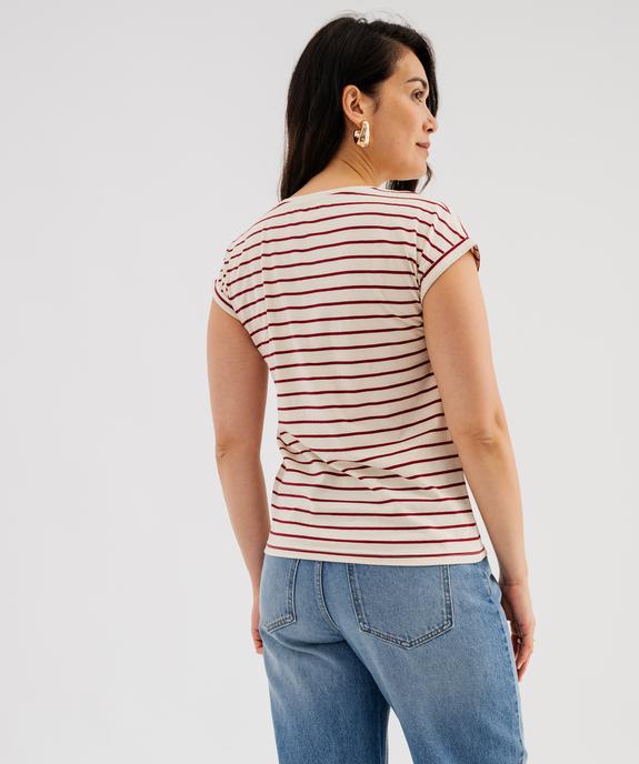 Tee-shirt rayé à manches ultra courtes femme vue3 - GEMO 4G FEMME - GEMO
