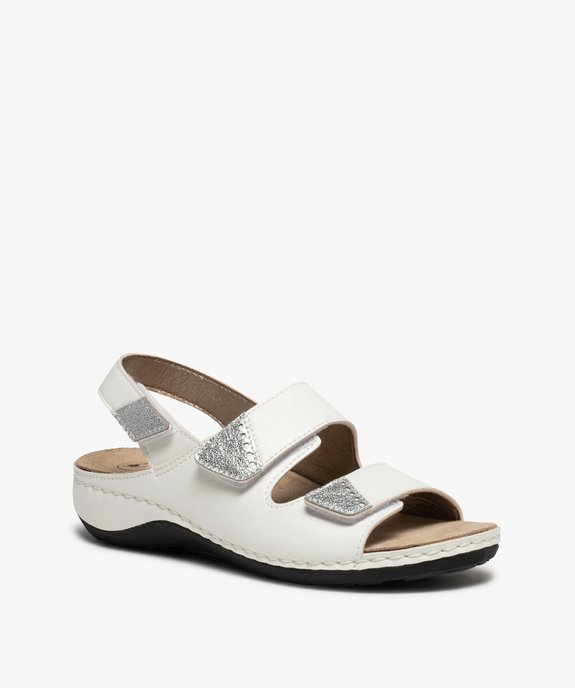 Sandale femme confort à larges brides scratch vue2 - GEMO (CONFORT) - GEMO
